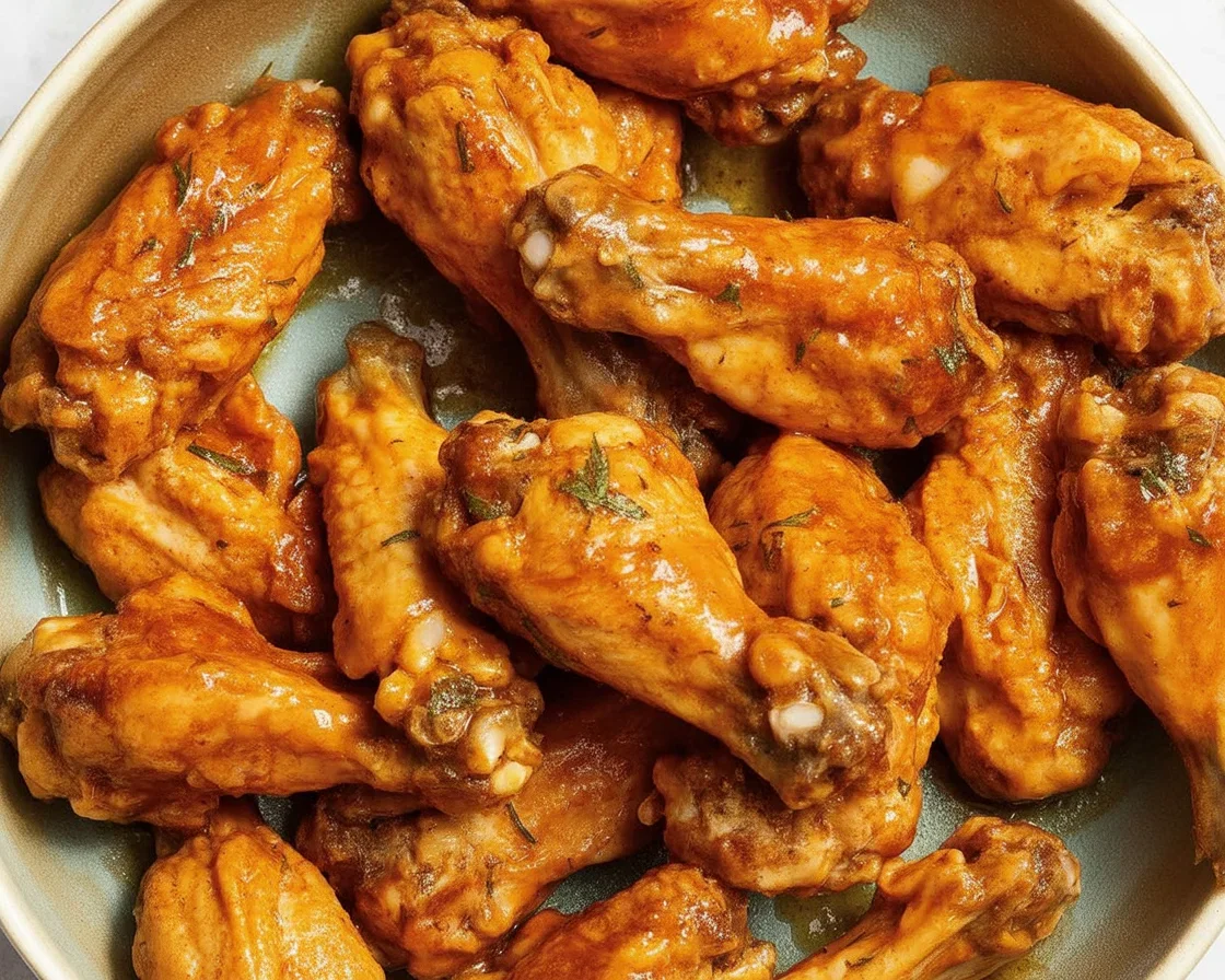 Delicious cowboy butter chicken wings served with a flavorful lemon-garlic butter sauce.